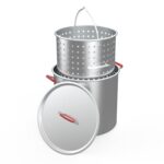 Olla de Aluminio Megamaster 630-13006 para Freidora de Pavo 80 Cuartos con Canasta y Tapa