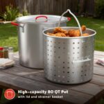 Olla de Aluminio Megamaster 630-13006 para Freidora de Pavo 80 Cuartos con Canasta y Tapa