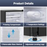 Garvee Mini refrigerador compacto de 4.3 pies cúbicos con congelador, refrigerador pequeño de bajo consumo para dormitor