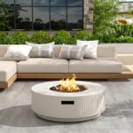 Mesa de Fuego Merax de Propano 40000 BTU con Tapa Hormigón MGO Blanca 30 Pulgadas