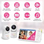 VTech Monitor de Bebé de Video con 2 Cámaras Advanced HD Plus Twin Pantalla IPS de 5.5 Pulgadas Panorámica Inclinación Z