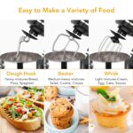 Batidora de alimentos de 7.5 cuartos de galón, cabezal inclinable de 10 velocidades, mezclador de cocina portátil con cu