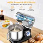Batidora de alimentos de 7.5 cuartos de galón, cabezal inclinable de 10 velocidades, mezclador de cocina portátil con cu