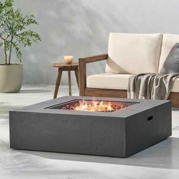 Mesa de Fogata Merax Cuadrada MGO 40 pulgadas 50000 BTU Gris Oscuro Conexión Externa de Tanque de Propano