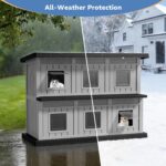 Casa para Gatos al Aire Libre ComeWay DCW-FCCBK Dos Pisos 6 Entradas Resina Negro 37.28x26.42x51.97 Pulgadas