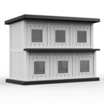 Casa para Gatos al Aire Libre ComeWay DCW-FCCBK Dos Pisos 6 Entradas Resina Negro 37.28x26.42x51.97 Pulgadas