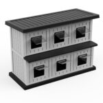 Casa para Gatos al Aire Libre ComeWay DCW-FCCBK Dos Pisos 6 Entradas Resina Negro 37.28x26.42x51.97 Pulgadas