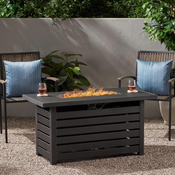 Fogata Merax Rectangular de Hierro 30000 BTU 47.25 pulgadas Negro
