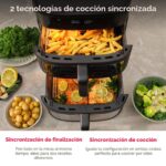 DualZone - Freidora de aire apilada 4 en 1, capacidad de 11.6 cuartos de galón, con sincronización de cocción y acabado