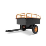 Black & Orange - Carro de descarga de acero resistente de 750 libras, remolque de jardín para neumáticos todo terreno pa