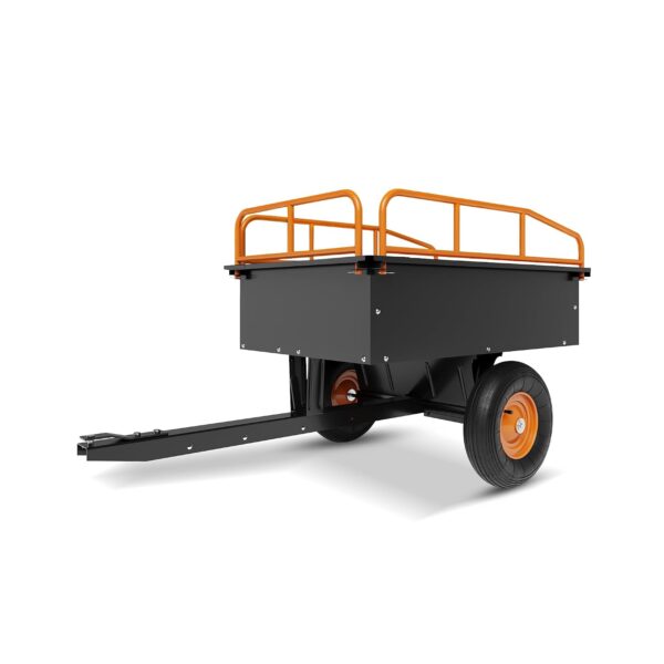 Black & Orange - Carro de descarga de acero resistente de 750 libras, remolque de jardín para neumáticos todo terreno pa