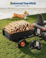 Black & Orange - Carro de descarga de acero resistente de 750 libras, remolque de jardín para neumáticos todo terreno pa