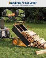Black & Orange - Carro de descarga de acero resistente de 750 libras, remolque de jardín para neumáticos todo terreno pa