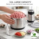 MEGAWISE Procesador eléctrico de alimentos, molinillo de carne de 800 W y picador de verduras, 2 cuencos (acero inoxidab