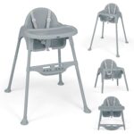 Silla Alta INFANS Convertible 8 en 1 con Bandeja Doble Extraíble Ajustable Mesa Reversible Respaldo con 3 Posiciones Caj