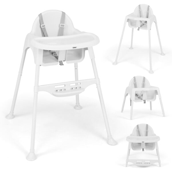 Silla Alta para Bebé INFANS Compacta Convertible con Bandeja Extraíble Color Gris para 6 a 36 Meses
