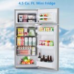 Electactic Mini refrigerador de 4.5 pies cúbicos con congelador, refrigerador compacto de 2 puertas con 2 estantes extra
