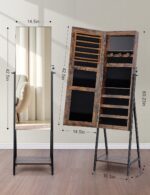 Armario de Joyería Nicetree Jewelry Armoire LED con Espejo de Cuerpo Entero Rotación 360° Madera Marrón con Negro