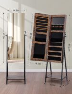 Armario de Joyería Nicetree Jewelry Armoire LED con Espejo de Cuerpo Entero Rotación 360° Madera Marrón con Negro
