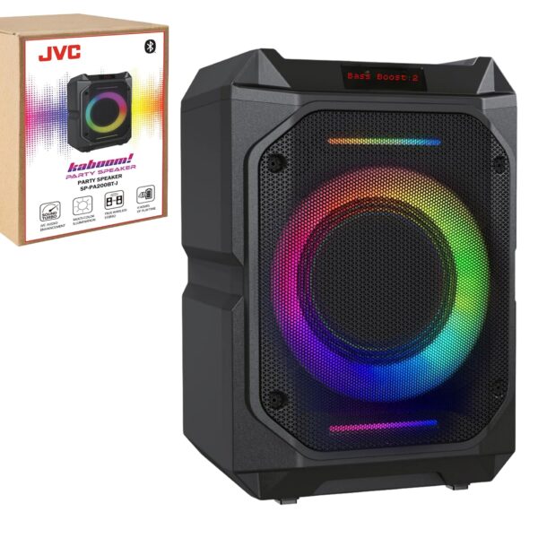 Bocina Bluetooth para Fiestas JVC SPPA200BT Woofer 6.5 Pulgadas Tweeters Duales 1 Pulgada 45W IPX5 LED Batería 4 Horas T
