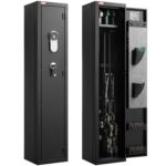 VEVOR Caja fuerte para armas, gabinete de rifle de acero laminado en frío resistente con huella digital y llave, gabinet