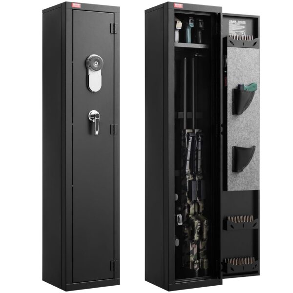 VEVOR Caja fuerte para armas, gabinete de rifle de acero laminado en frío resistente con huella digital y llave, gabinet