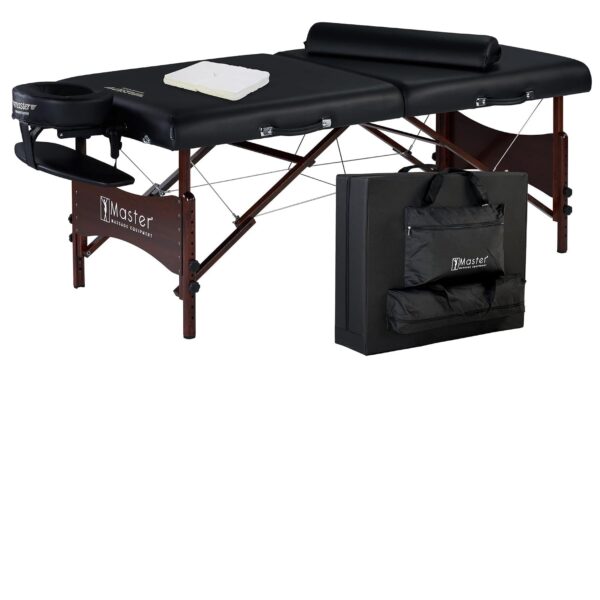 Mesa de Masaje Portátil Master Massage Roma II 10025AQ 30x84 Pulgadas Cojín 2.5 Pulgadas Negro