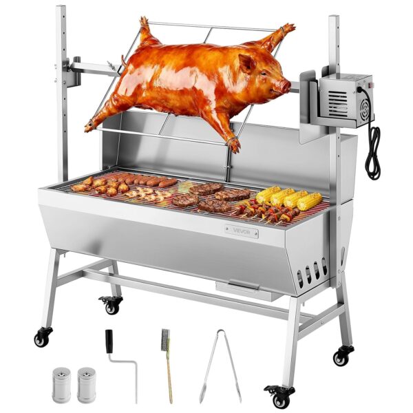 Parrilla Asador VEVOR TB-37L1 37 Pulgadas Acero Inoxidable Capacidad 132 Libras Motor 38W 7 Niveles de Altura