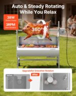 Parrilla Asador VEVOR TB-37L1 37 Pulgadas Acero Inoxidable Capacidad 132 Libras Motor 38W 7 Niveles de Altura