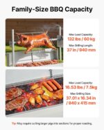 Parrilla Asador VEVOR TB-37L1 37 Pulgadas Acero Inoxidable Capacidad 132 Libras Motor 38W 7 Niveles de Altura