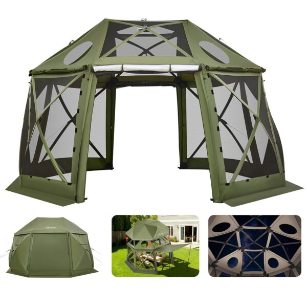 Tienda de Campaña Gazebo VEVOR YR13X13Military Green-13 13x13 pies Esférica 13 Lados Parte Superior Removible Verde Mili