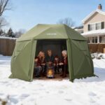 Tienda de Campaña Gazebo VEVOR YR13X13Military Green-13 13x13 pies Esférica 13 Lados Parte Superior Removible Verde Mili