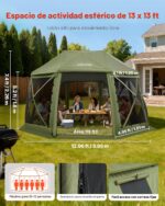Tienda de Campaña Gazebo VEVOR YR13X13Military Green-13 13x13 pies Esférica 13 Lados Parte Superior Removible Verde Mili