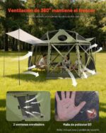Tienda de Campaña Gazebo VEVOR YR13X13Military Green-13 13x13 pies Esférica 13 Lados Parte Superior Removible Verde Mili
