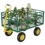 Carrito de jardín de 1400 libras de capacidad, neumáticos de 10 pulgadas y plataforma plana convertible, carro de acero