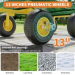 Carrito de jardín de 1400 libras de capacidad, neumáticos de 10 pulgadas y plataforma plana convertible, carro de acero
