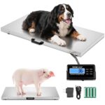 VEVOR Báscula Digital para Ganado de 1100 Libras x 0.2 Libras, Báscula Grande para Mascotas de Veterinaria, Plataforma d