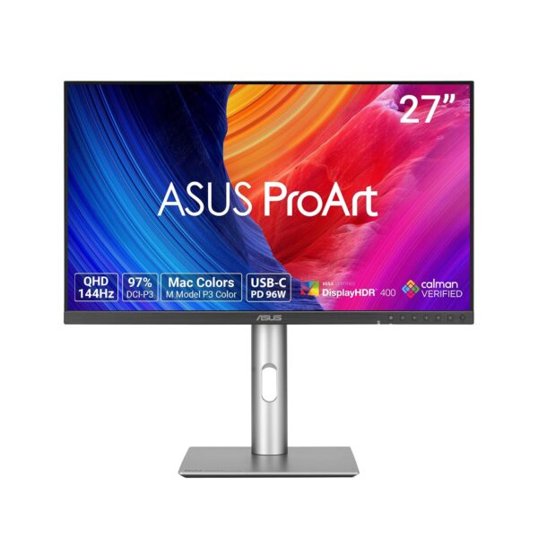 ASUS ProArt Display PA278CGRV Monitor - 27", IPS, 144Hz, QHD (2560 x 1440), 97% DCI-P3, ΔE < 2, Calman verificado, USB-C