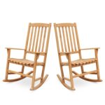 Juego de 2 Mecedoras de Teca Cambridge Casual Brookside Teak Wood Madera de Teca Natural 28 x 32.25 x 44.5 Pulgadas