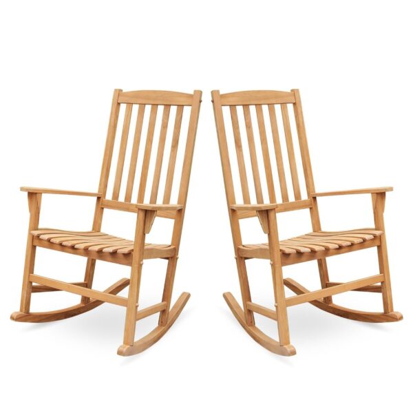 Juego de 2 Mecedoras de Teca Cambridge Casual Brookside Teak Wood Madera de Teca Natural 28 x 32.25 x 44.5 Pulgadas