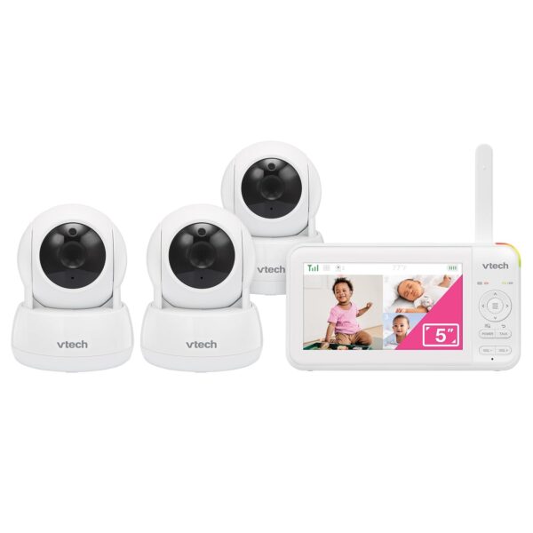 Monitor de Video para Bebés VTech 924-3W 3 Cámaras Pantalla LCD 5 Pulgadas Visión Nocturna