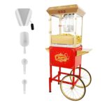 Trygoal Máquina comercial de palomitas de maíz de 16 onzas con carrito, carrito de palomitas de maíz estilo teatro vinta