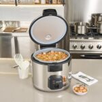 Restaurantware Arrocera comercial 70 tazas de acero resistente calentador de arroz industrial con interior antiadherente
