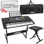 Pyle Piano de teclado digital, teclado eléctrico de 61 teclas con altavoces integrados y entrada de micrófono, karaoke m
