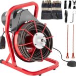 Máquina limpiadora de drenaje de 75 pies x 1/2 pulgada, alimentación manual de barrena de drenaje, máquina de limpieza e