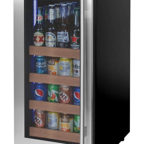 Allavino Centro de bebidas de bisagra izquierda de acero inoxidable de la serie Reserva de 15" de ancho