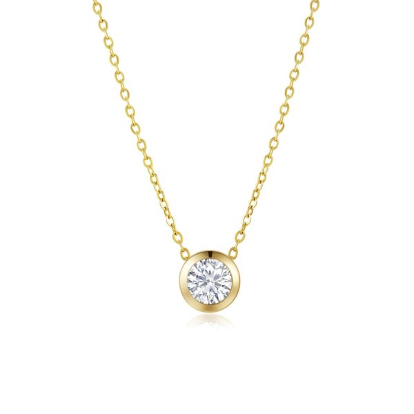 Collar con colgante de bisel de oro amarillo macizo de 14 quilates con diamante cultivado en laboratorio de 0.25 quilate