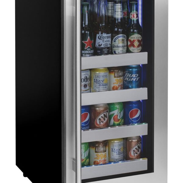 Kegco Centro de bebidas con bisagra derecha de acero inoxidable de la serie Reserva de 15" de ancho
