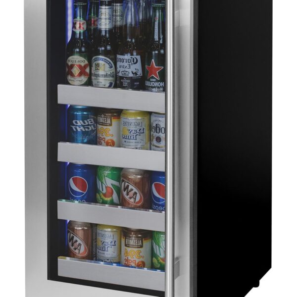 Kegco Centro de bebidas de bisagra izquierda de acero inoxidable de la serie Reserva de 15" de ancho
