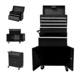 GAOMON Caja de herramientas de 8 cajones con ruedas, caja de herramientas con cerradura de 1 puerta, gabinete de herrami